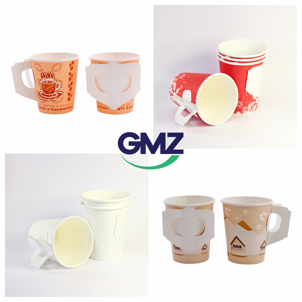 8oz custom printing paper coffee cups with handle 