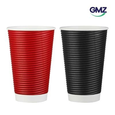 6 oz Red Coffee Ripple Paper Cups - Rippled Paper Cups for Coffee Tea and  cold Drinks