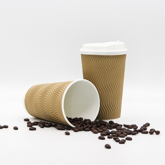 Paper Coffee Cups - Disposable Coffee Cups - Ripple Wall - Kraft