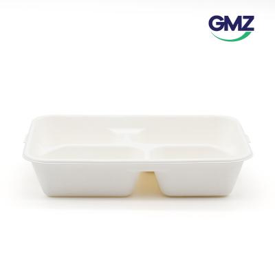  4 or 5 compartment sugarcane bagasse lunch tray with lid