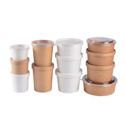 Round Craft Paper Salads Bowl With Lid